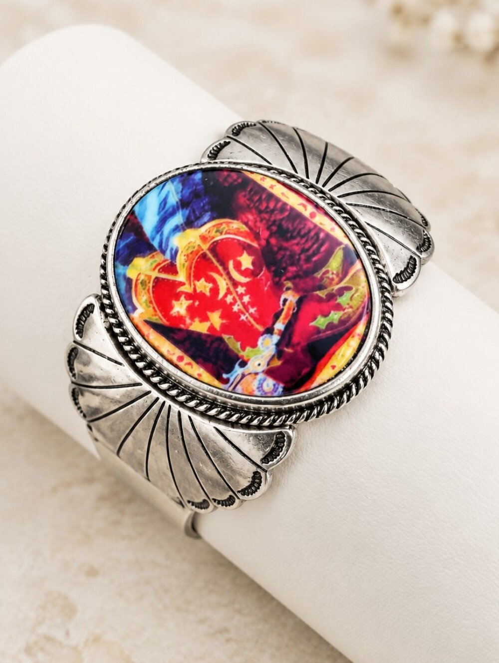 New! Western Style Vintage Boot Portrait Stretch Fashion Bracelet